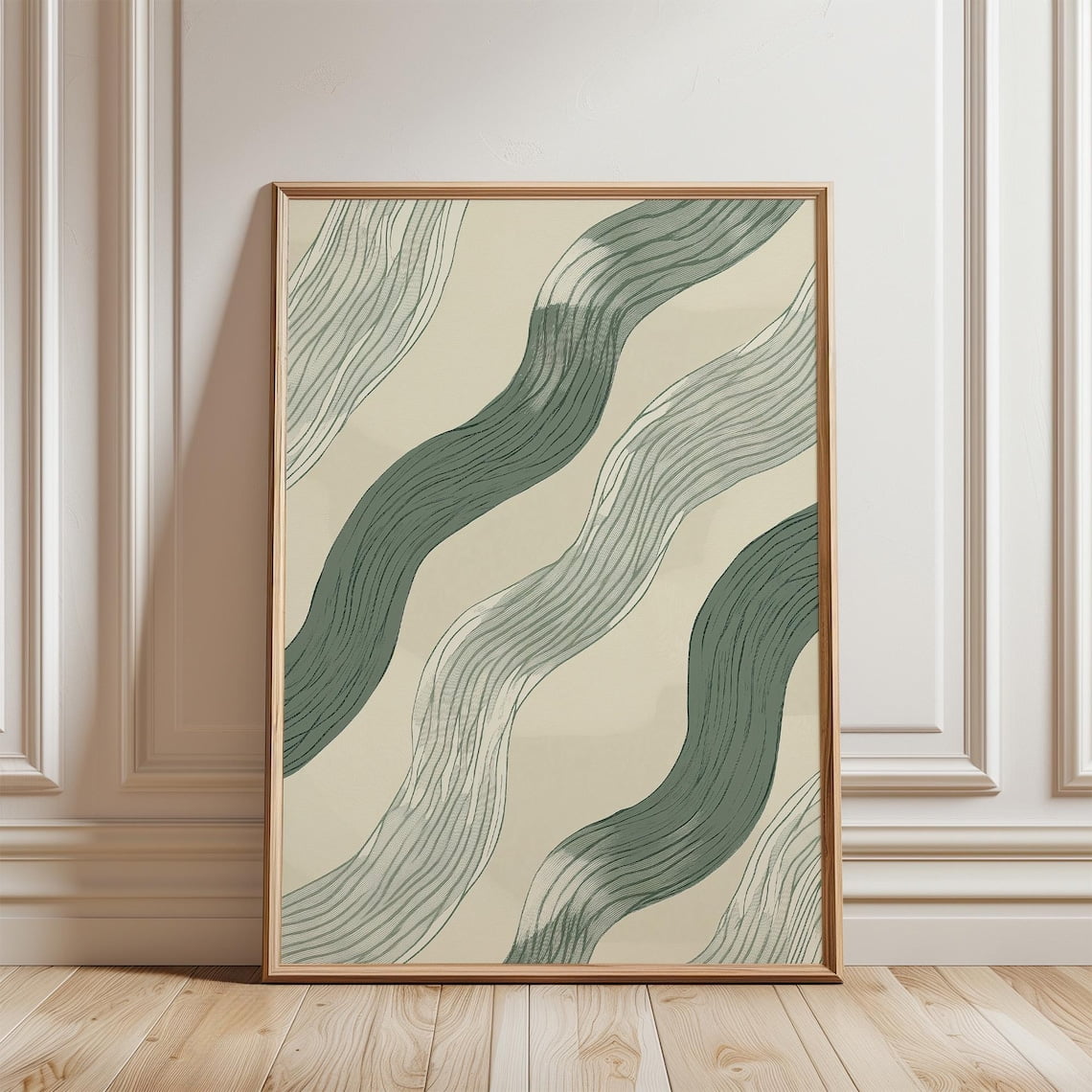 Minimalist Modern Green Art, Contemporary Painting, Pattern Mid Century ...