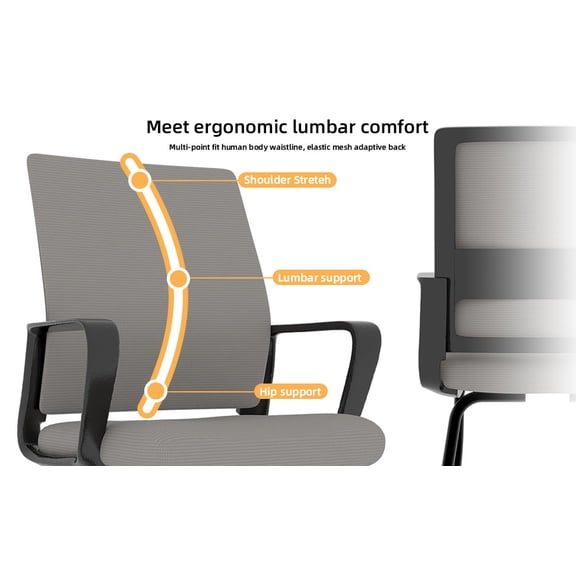 Minimalist Modern Office Chair: Breathable Mesh Back, Padded Cushion, Stable Metal Frame for Home & Study Use | Black & Gray, 23"W x 22"D x 35"H