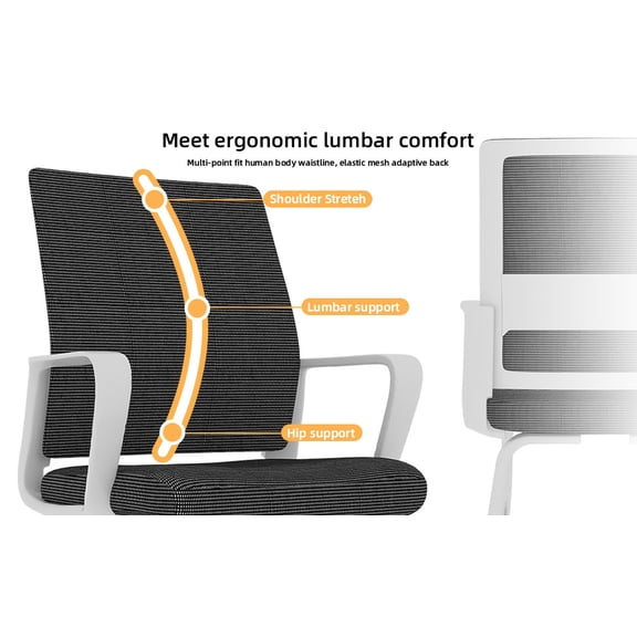 Minimalist Modern Office Chair: Breathable Mesh Back, Padded Seat, Stable Metal Frame for Home & Office Use - White/Black, 23.2"W x 21.7"D x 35.4"H