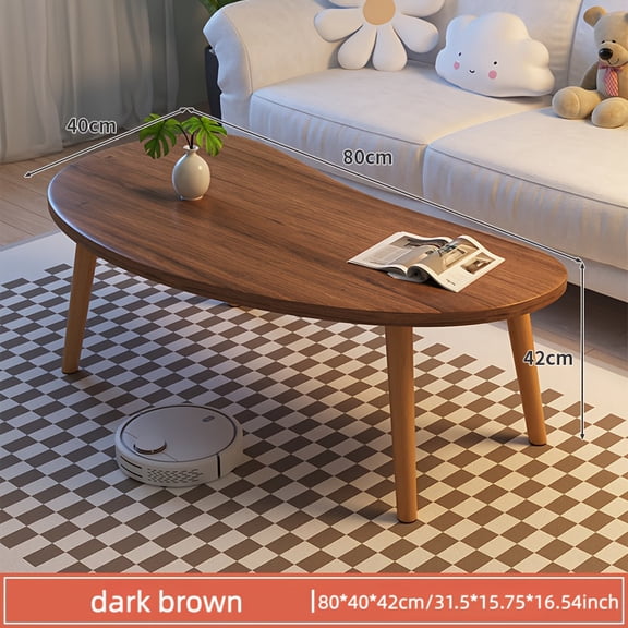 Minimalist Modern Small Coffee Table with Moon Arc-Shaped Design, Solid Wood Construction for Durability, Versatile End Table for Living Room, Dining Area, and Covered Outdoor Spaces