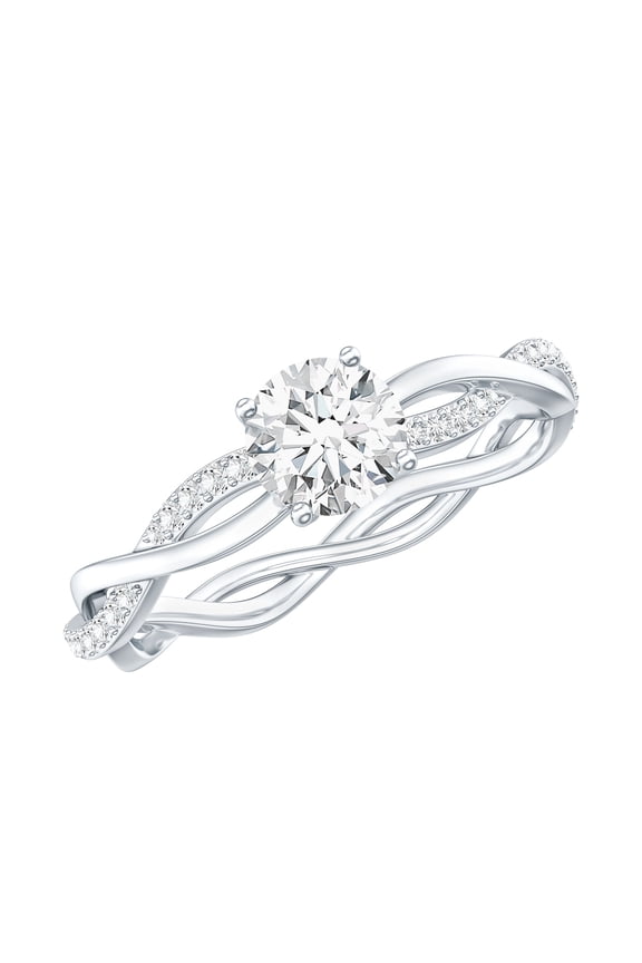 Moissanite Engagement Ring for Women - 1/2 Carat - Braided Ring - D-VS1 Quality Certified, 14K White Gold, US 3.00