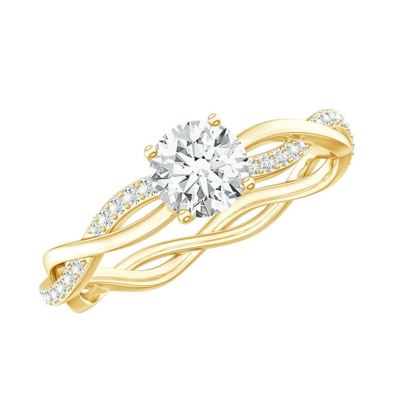 Rosec Jewels Moissanite Engagement Ring for Women - 1/2 Carat - Braided Ring - D-VS1 Quality Certified, 18K Yellow Gold, US 3.00
