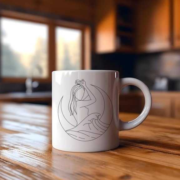 Minimalist Moon Goddess Mug, Celestial Line Aroffee Cup, Gift Her.jpg