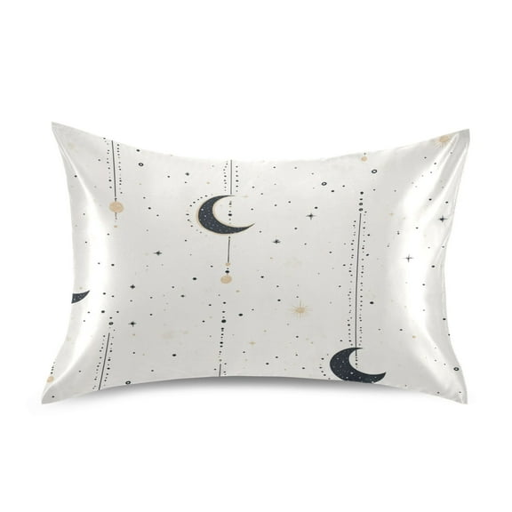 Minimalist Moon Pattern Luxury Silky Soft Pillowcase Standard Size Wrinkle Resistant Envelope Closure 20x26in