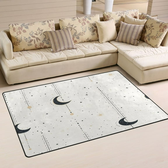 Minimalist Moon Pattern Soft Polyester Area Rug 31''x20'', Non Slip, Memory Foam, Water Absorbent