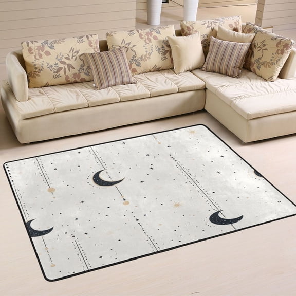 Minimalist Moon Pattern Soft Polyester Area Rug 36''x24'', Non Slip, Memory Foam, Water Absorbent