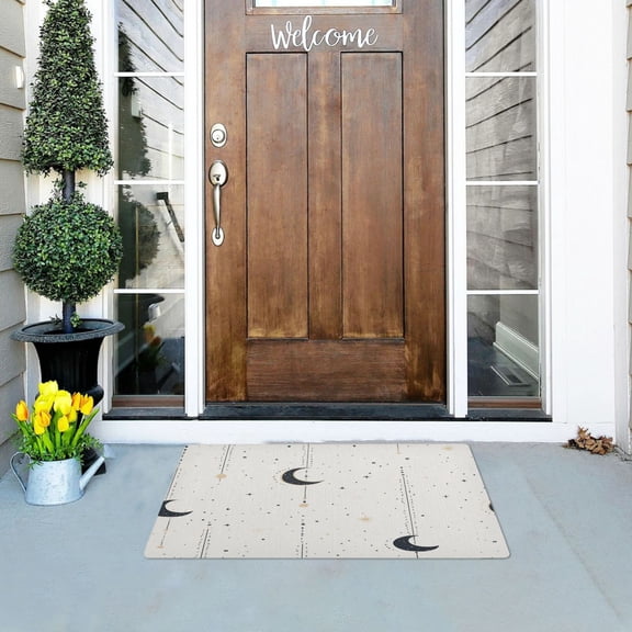 Minimalist Moon Pattern Versatile Absorbent Door Mat, Non-Slip, Easy to Clean 32''x20''