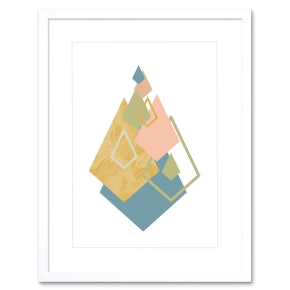 Minimalist Mountain Diamonds Artwork Framed Wall Art Print 9X7 Inch