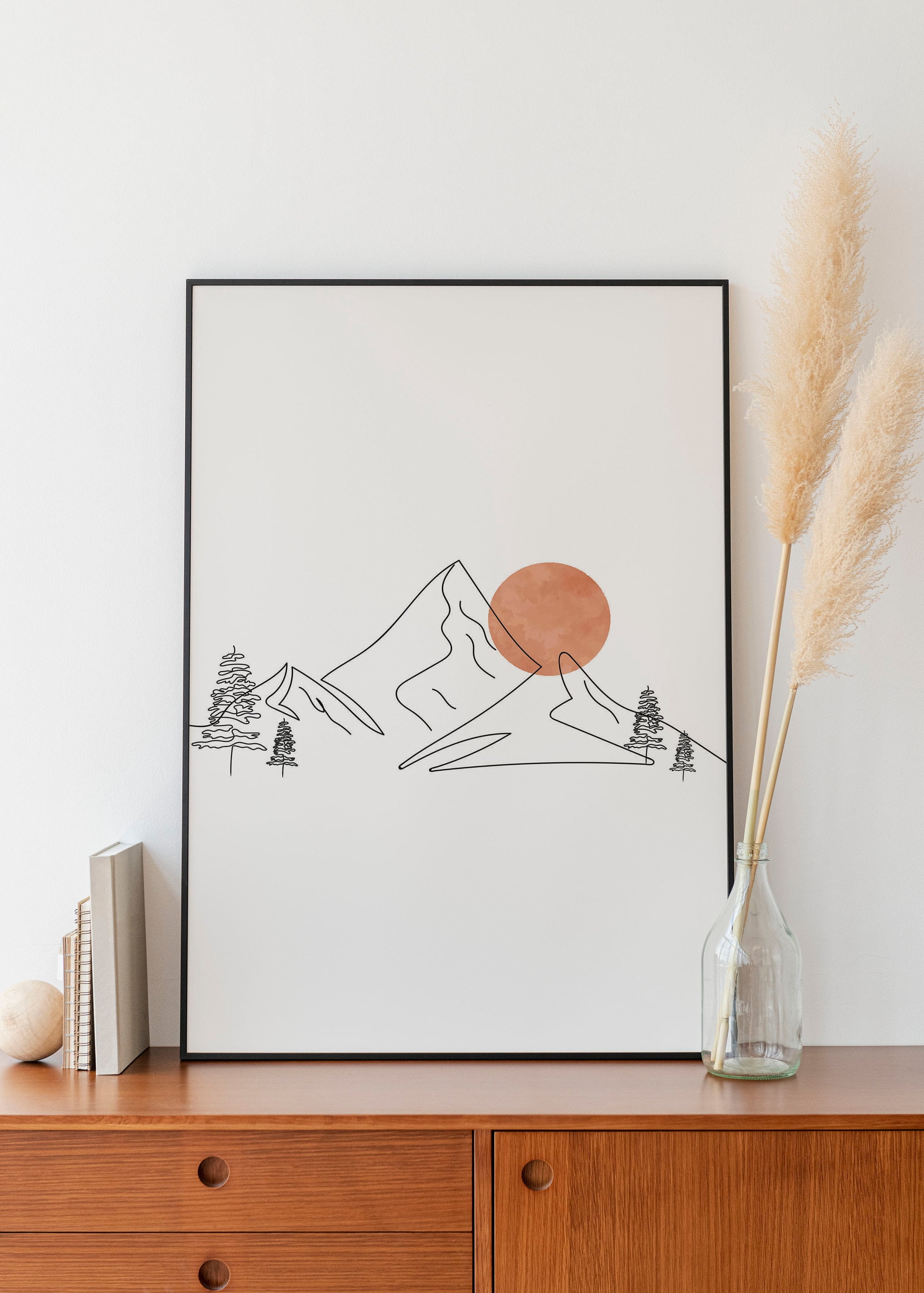 260940 Minimalist Mountain Line Art Wall Art Landscape Drawing Poster Nature ...