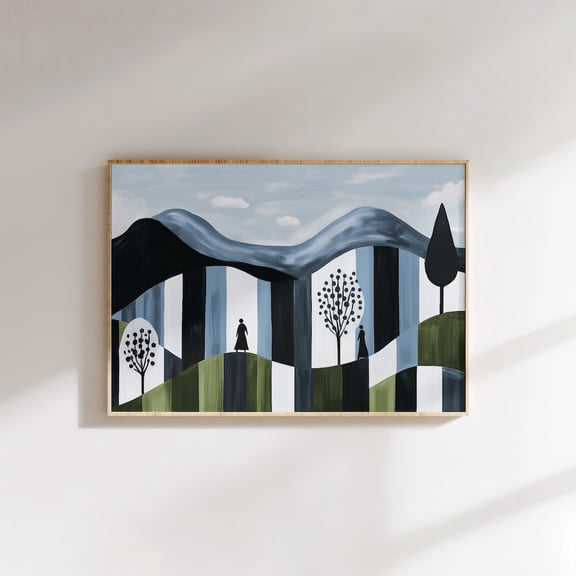 Minimalist Mountain Scene Abstract Landscape Silhouette