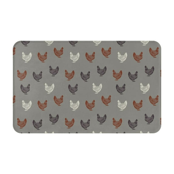 Minimalist Multi-Color Chicken Door Mat for Indoor, Welcome Door Mats Front Entrance Rug, Non-Slip Bathroom kitchen Rugs for Inside Floor, Small Rug Dog Door Mat 20X31.5 Inch