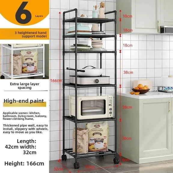 Minimalist Multi-Tier Rolling Storage Cart, Adjustable Mobile Storage Shelving Unit with Lockable Wheels, Slim Space Saving Utility Organizer Rack for Kitchen Bathroom Bedroom Laundry Office Pantry