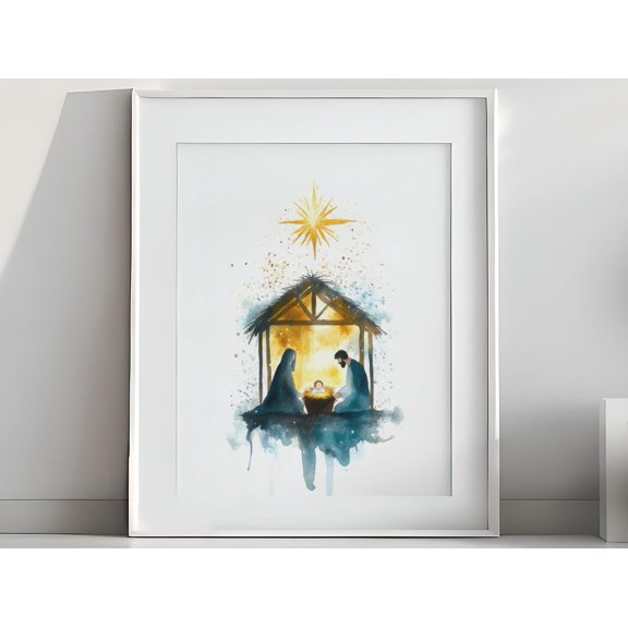 Minimalist Nativity Scene Art Poster Home Decor, Unframed Paper Poster 8x10in