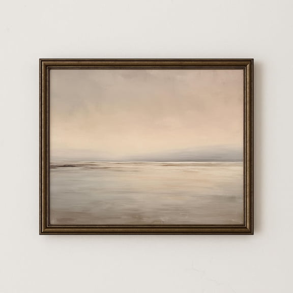 Minimalist Neutral Seascape Wall Art Neutral Toned Abstract Coastal Horizon Beige Ocean Decor Unframed Paper Poster 8x10in