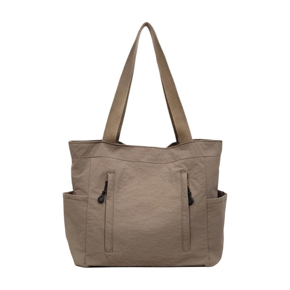 Minimalist Nylon Tote Bag with Side Pockets, Large Capacity Shoulder Bag for Work and Travel, Lightweight and Water-Resistant Daypack for Women, Simple and Functional Everyday Carryall