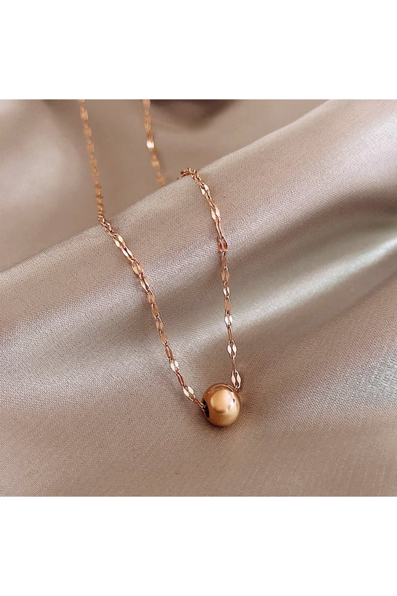 Minimalist One Bead Necklace Rose Gold Tone simple necklace, dainty