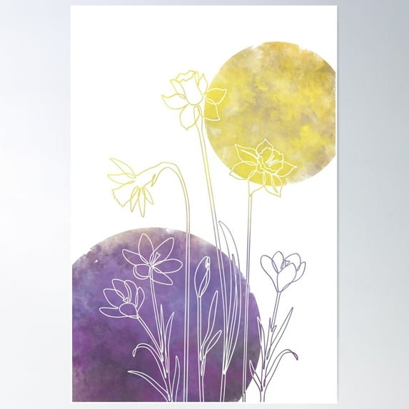 Minimalist One Line Art, Abstract Spring Flowers Line Drawing Poster Wall Art, Modern Wall Decor For Living Room Bedroom, 16x24 UNFRAMED