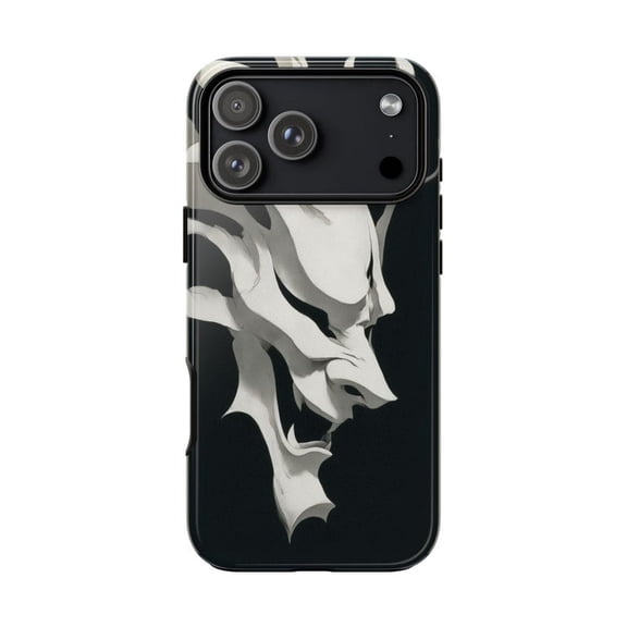 Minimalist Oni Mask Japan Wavy Art 17 16 15 14 13 12 11 Pro Max H01689