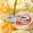 thumbnail image 1 of Minimalist Open Band Ring 0.80 Carat Round Cut Morganite And Diamond Moissanite Engagement Ring, Unique Style Ring in 925 Sterling Silver With 18k White Gold Plating, Gift Idea For Girlfriend, 1 of 3