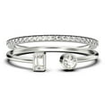 thumbnail image 1 of Minimalist Open Band Ring 1.30 Carat Round Cut Diamond Moissanite Engagement Ring, Unique Style Ring in 10k Solid White Gold, Gift For Her, Gift Idea, Bridal Set, Matching Band, 1 of 4