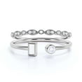thumbnail image 1 of Minimalist Open Band Ring 1.30 Carat Round Cut Diamond Moissanite Engagement Ring, Unique Style Ring in 10k Solid White Gold, Gift For Her, Gift Idea, Promise Ring, Bridal Set, Matching Band, 1 of 3