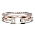 thumbnail image 1 of Minimalist Open Band Ring 1.30 Carat Round Cut Diamond Moissanite Engagement Ring, Unique Style Ring in 925 Sterling Silver With 18k Rose Gold Plating, Bridal Set, Matching Band, 1 of 4