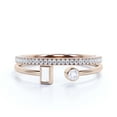thumbnail image 1 of Minimalist Open Band Ring 1.30 Carat Round Cut Diamond Moissanite Engagement Ring, Unique Style Ring in 925 Sterling Silver With 18k Rose Gold Plating, Gift For Her, Bridal Set, Matching Band, 1 of 3
