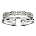thumbnail image 1 of Minimalist Open Band Ring 1.80 Carat Round Cut Diamond Moissanite Engagement Ring, Unique Style Ring in 10k Solid White Gold, Gift For Her, Gift Idea, Trio Set, Matching Band, 1 of 4
