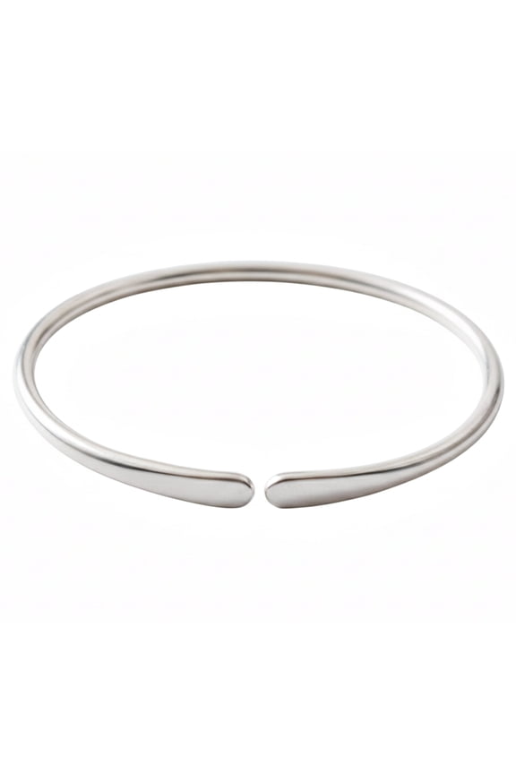 Minimalist Open Cuff Bangle Bracelet, Solid 925 Sterling Silver, Adjustable Simple Design for Everyday Wear