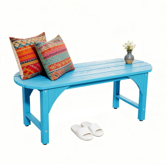 Minimalist HIPS Outdoor Bench - Backless Design with Slat Seat for Patio,Park,Lounge