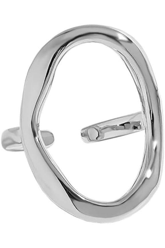 Minimalist Oval Band Ring for Women Gold-Toned Hollow Circle Open Wrap Finger Rings Adjustable Geometric Simple Jewelry for Wedding Holiday