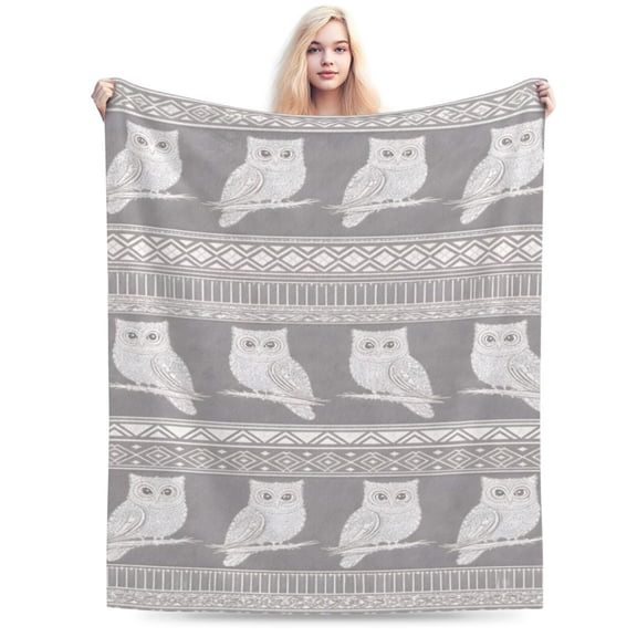 Minimalist Owl Blanket, Christmas Wildlife Gift Soft Cozy Plush Flannel Blanket for Sofa Couch Bed Modern Living Room Decor 50x40
