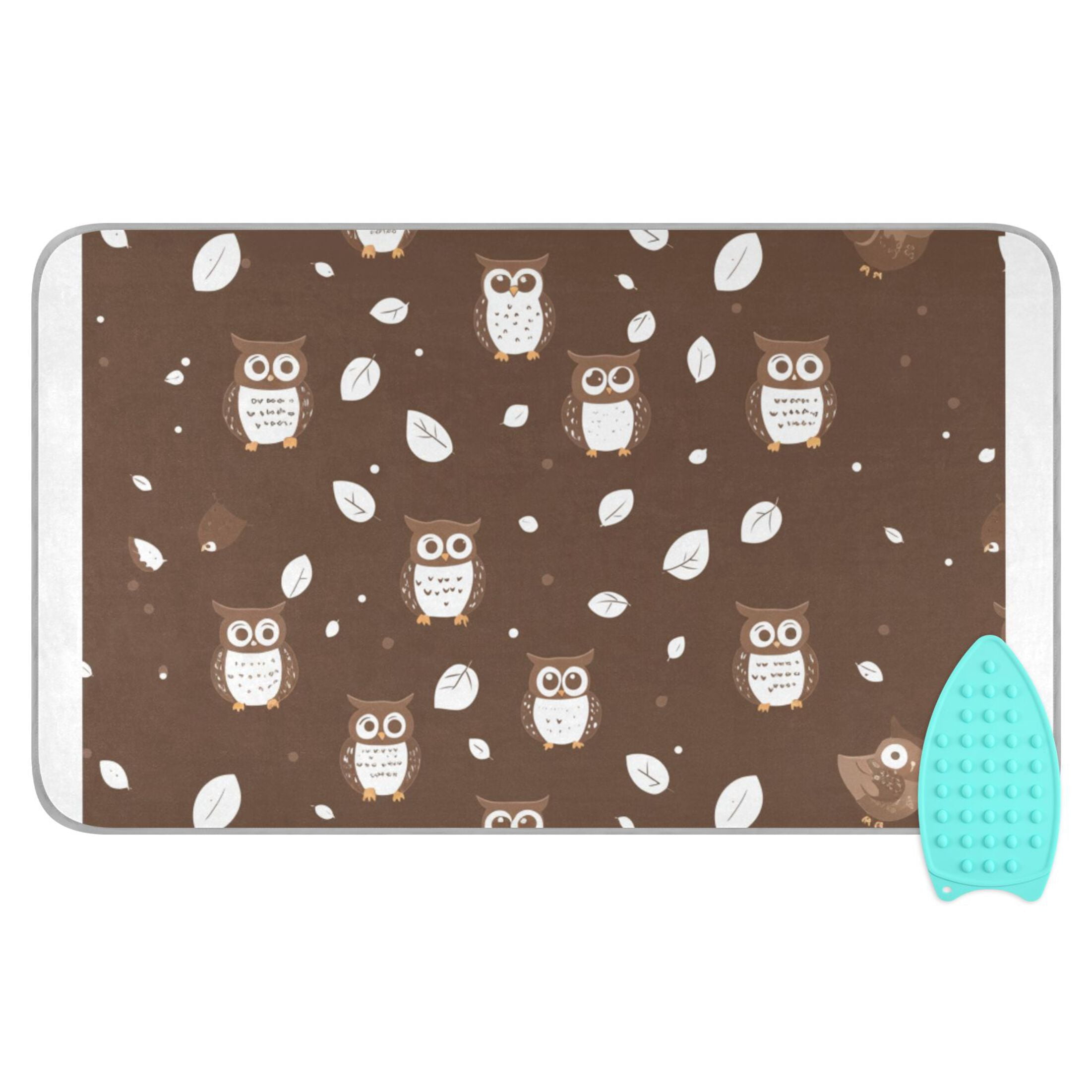 Minimalist Owl on A Gray Background Ironing Mat Blanket for Table Top Travel Portable Ironing Board Pad 47.2x27.6 Inch