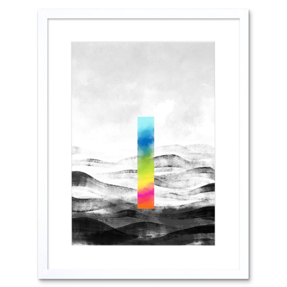 Minimalist Painting Waves Colour Artwork Framed Wall Art Print 9X7 Inch