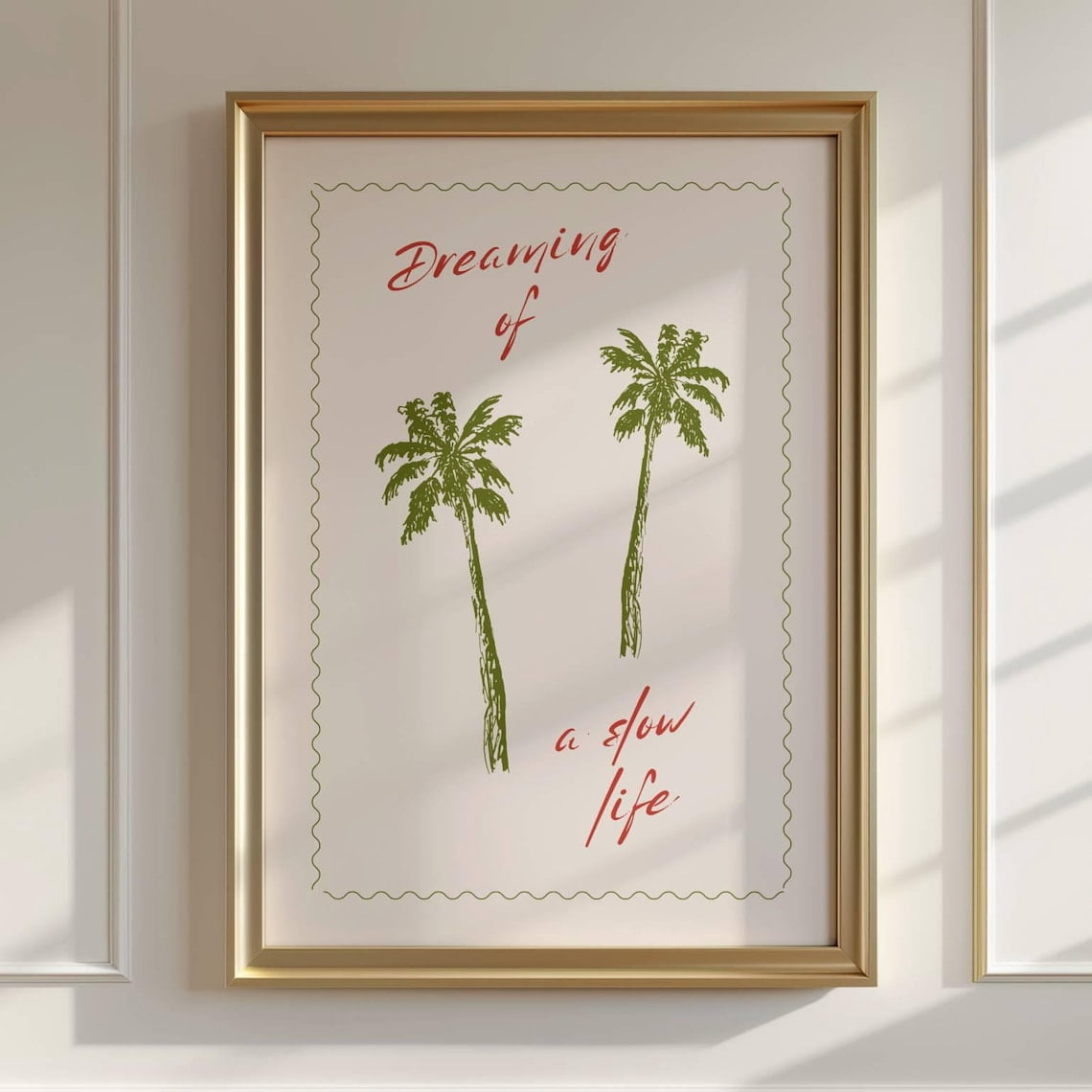 Minimalist Palm Tree Art Coastal Home Decor Design 1, Stretched Canvas ...