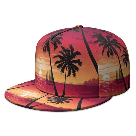 Minimalist Palm Tree Trucker Hat - Trendy Flat Visor Cap for Casual Daily Wear | Tropical Paradise Design