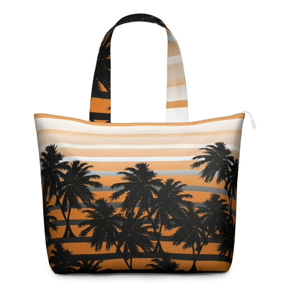 Minimalist Palm Tree Weekender Bag Summer Beach Duffel with Tropical Palm Tree Ocean Sunset, Hawaii-Inspired Boho Travel Tote for Tropical Vacations