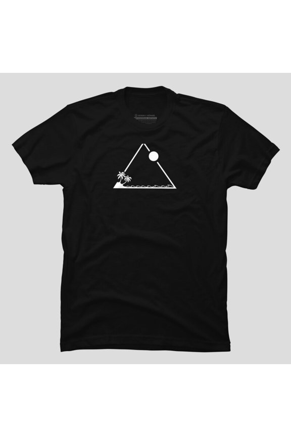 Minimalist Palm Trees Waves Geometric Triangle Summer Vacation Unisex T-Shirt, Up to Size 5XL