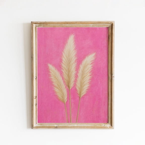 Minimalist Pampas Grass Poster – Elegant Botanical Wall Art, Unframed Canvas Size 16x24