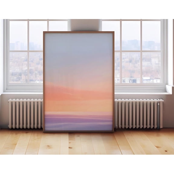 Minimalist Pastel Sunset Wall Art Poster, Gradient Ocean Horizon, Abstract Trendy Landscape, California Poster, Home Decor, 24x36 UNFRAMED