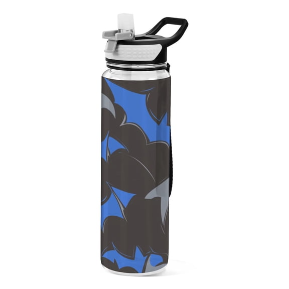 Minimalist Pattern Bats 1000ml Tritan Sport Bottle Straw LeakProof Food-Grade Portable Wide Handle