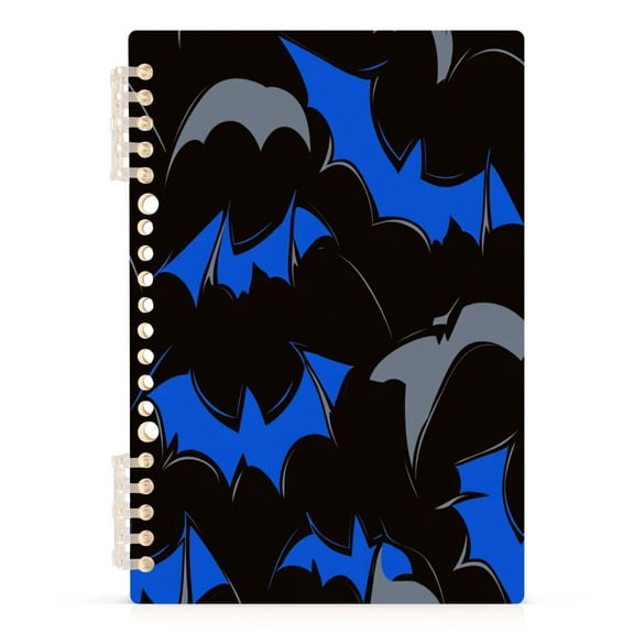 Minimalist Pattern Bats A5 8.3x5.7in PP Notebook, Adjustable Rings, 60 Sheets, Diary or Journey Note