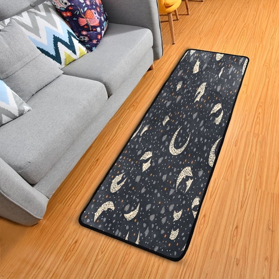 Minimalist Pattern Moon Elegant Area Rug 72" x 24" Non-Slip Polyester with Cotton Padding