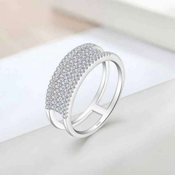 Minimalist Pave Set Women's Engagement Ring 1.7 Ct Diamond 14K White Gold Over