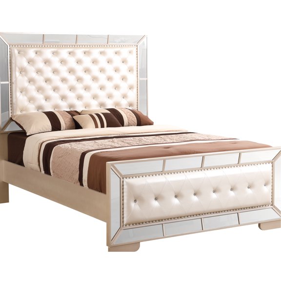 Minimalist Pearl Queen Bed, Stylish Appeal, 65"w X 92"d 64"h, Materials, , Simple Assembly Characteristic Modern Alluring Style, White Appearance, Effortless Quality