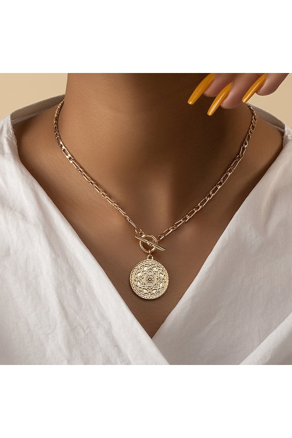 Minimalist Pendant Necklace - Premium Geometric Metal Tag Design In Gold & Silver, Dainty Layered Chain, Trendy Ins Aesthetic Collarbone Jewelry