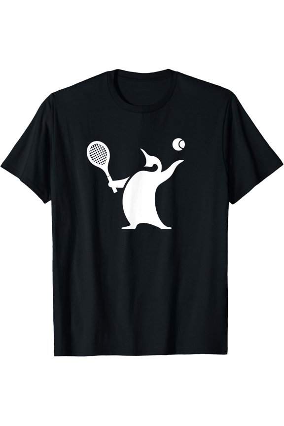 Minimalist Penguin Tennis Silhouette Design T-Shirt Size S-5XL