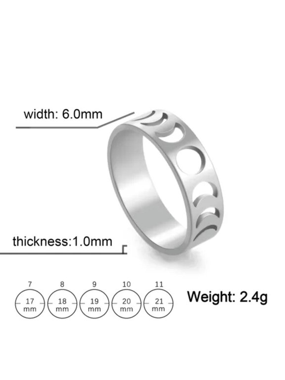 Minimalist Phase of the Moon Rings Geometric Crescent Moon Finger Ring Gifts