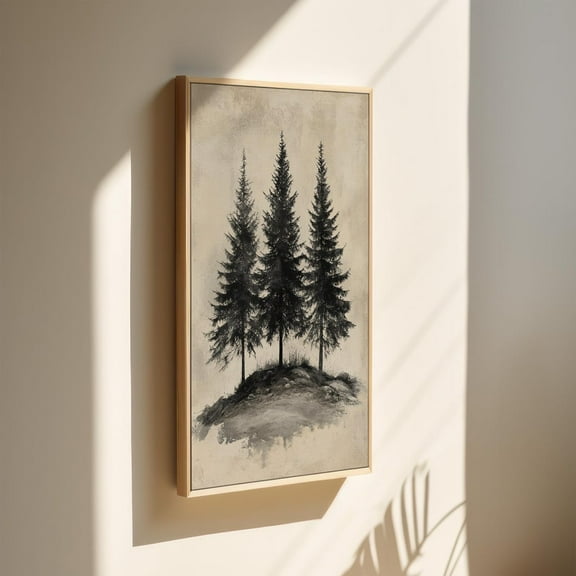 Minimalist Pine Tree Art Print, Vintage Forest Monochrome Nature Wall Decor, Rustic Woodland Aesthetic, Nordic Design Wall Art, Modern Wall Decor, 12x18 UNFRAMED