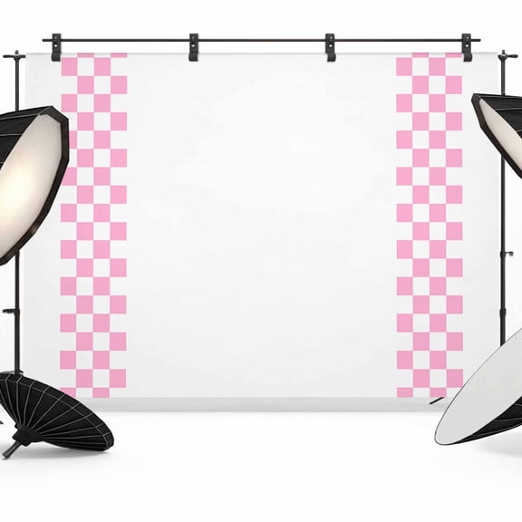 Minimalist Pink Backdrop for Photography, Buffalo Check Plaid Farmhouse Farm Theme Photo Backdrop Portrait Background Party Banner Photo Backgrounds for Studio Booth Props, 7x5ft